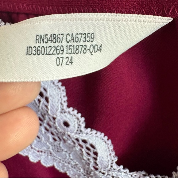 Victoria's Secret Magenta Satin Lace Trim Chemise - Picture 6 of 7